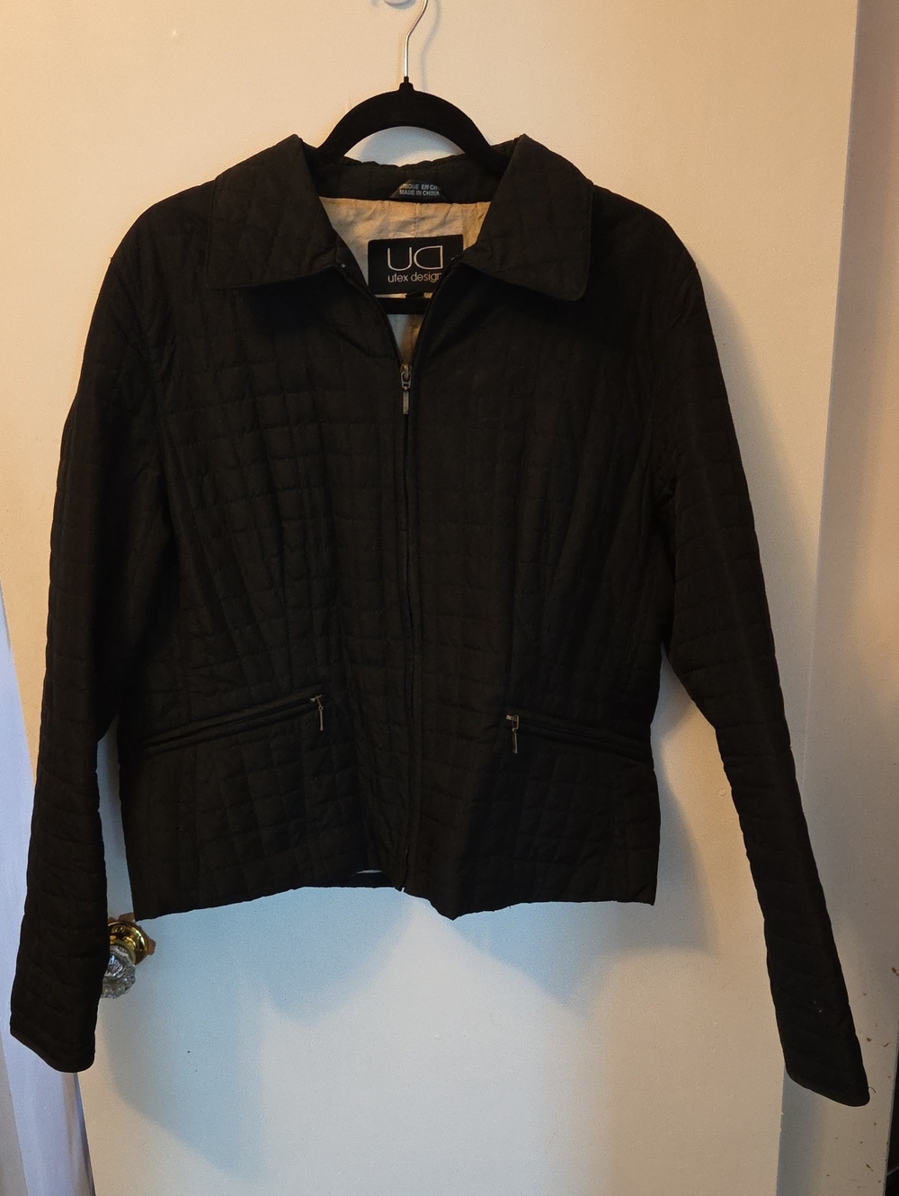 Black Quilted Zip-Front Women's Jacket